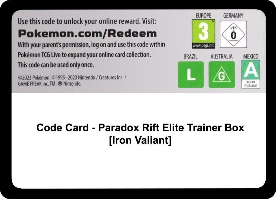 Image for Code Card - Paradox Rift Elite Trainer Box [Iron Valiant] (SV04: Paradox Rift) - Pokemon