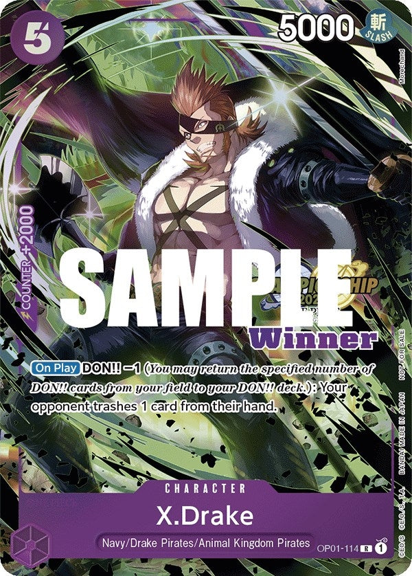 Image for X.Drake (CS 2023 Top Players Pack) [Winner] (OP01-114) (One Piece Promotion Cards) - One Piece Card Game