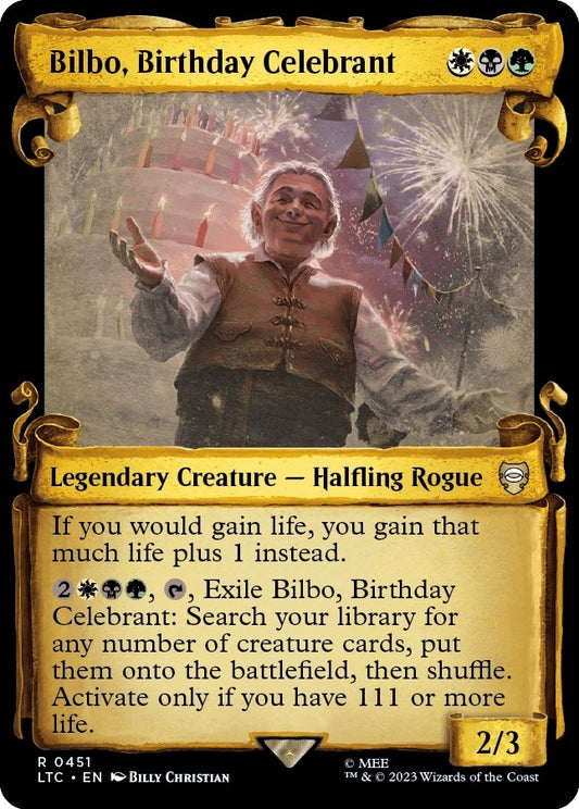 Image for Bilbo, Birthday Celebrant (Showcase Scrolls) (451) (Commander: The Lord of the Rings: Tales of Middle-earth) - Magic: The Gathering