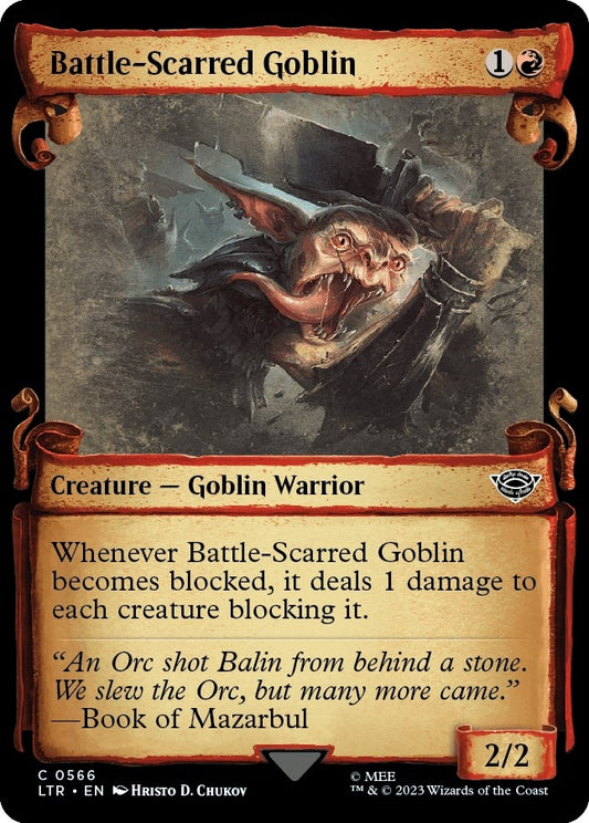 Image for Battle-Scarred Goblin (Showcase Scrolls) (566) (Universes Beyond: The Lord of the Rings: Tales of Middle-earth) - Magic: The Gathering