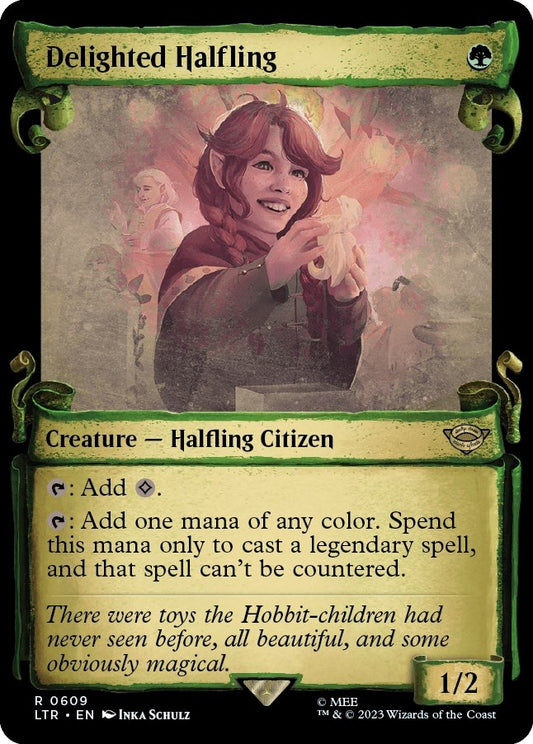 Image for Delighted Halfling (Showcase Scrolls) (609) (Universes Beyond: The Lord of the Rings: Tales of Middle-earth) - Magic: The Gathering