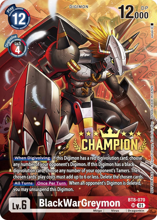 Image for BlackWarGreymon (Digimon 3-On-3 Champion) (BT8-070 SR) (New Awakening) - Digimon Card Game