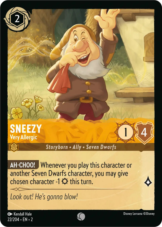 Image for Sneezy - Very Allergic (22/204) (Rise of the Floodborn) - Disney Lorcana