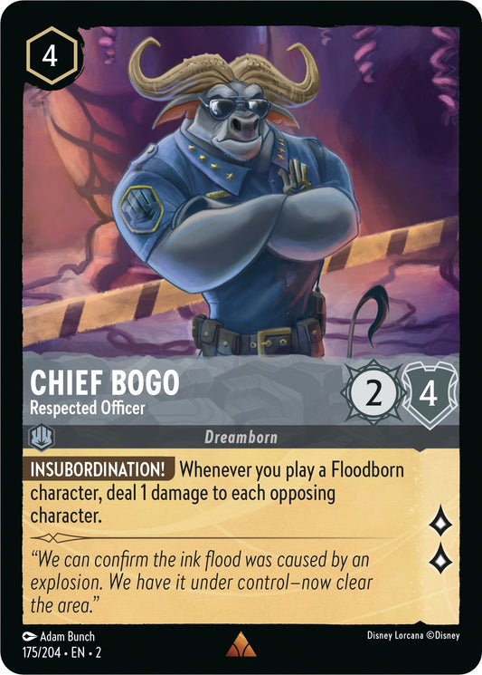 Image for Chief Bogo - Respected Officer (175/204) (Rise of the Floodborn) - Disney Lorcana
