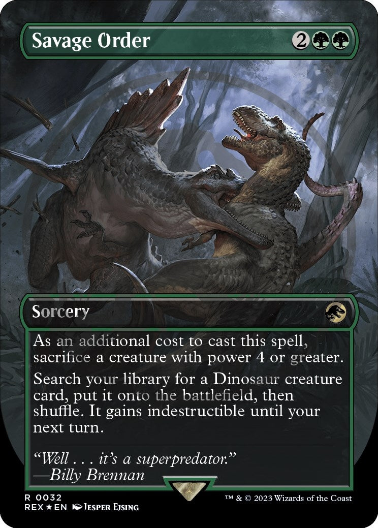 Image for Savage Order (Borderless) (Emblem) (32) (Universes Beyond: Jurassic World Collection) - Magic: The Gathering