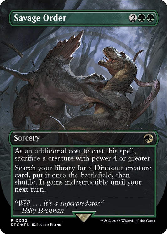 Image for Savage Order (Borderless) (Emblem) (32) (Universes Beyond: Jurassic World Collection) - Magic: The Gathering