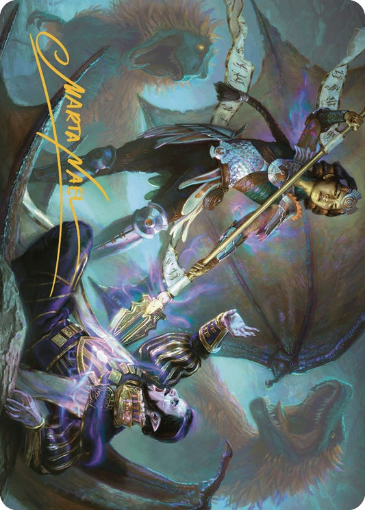 Image for Huatli's Final Strike Art Card (Gold-Stamped Signature) (28) (Art Series: The Lost Caverns of Ixalan) - Magic: The Gathering