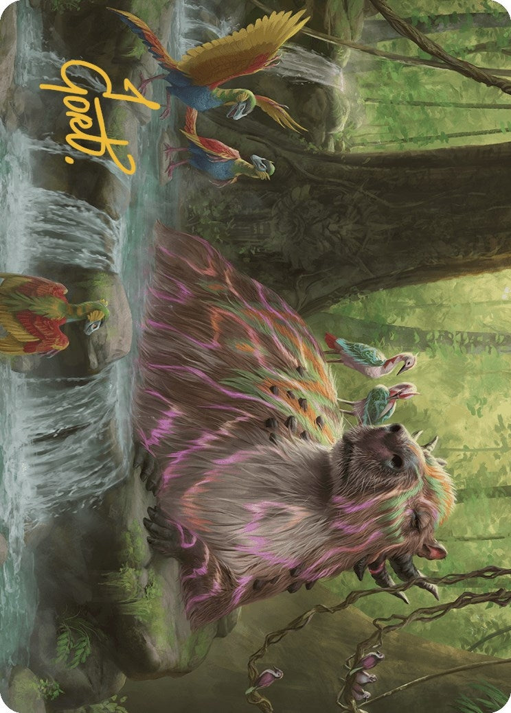 Image for Basking Capybara Art Card (Gold-Stamped Signature) (22) (Art Series: The Lost Caverns of Ixalan) - Magic: The Gathering