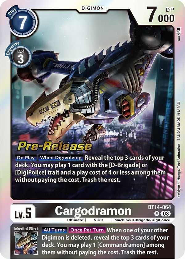 Image for Cargodramon (BT14-064 R) (Blast Ace Pre-Release Cards) - Digimon Card Game