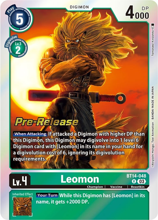 Image for Leomon (BT14-048 R) (Blast Ace Pre-Release Cards) - Digimon Card Game