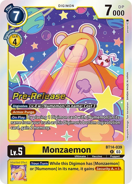 Image for Monzaemon (BT14-039 R) (Blast Ace Pre-Release Cards) - Digimon Card Game