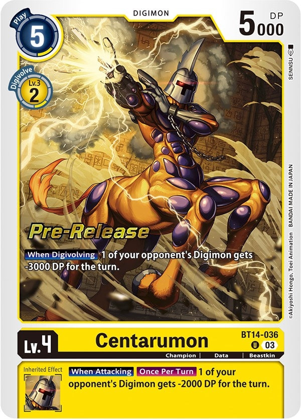 Image for Centarumon (BT14-036 U) (Blast Ace Pre-Release Cards) - Digimon Card Game