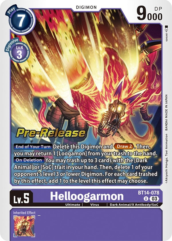 Image for Helloogarmon (BT14-078 U) (Blast Ace Pre-Release Cards) - Digimon Card Game
