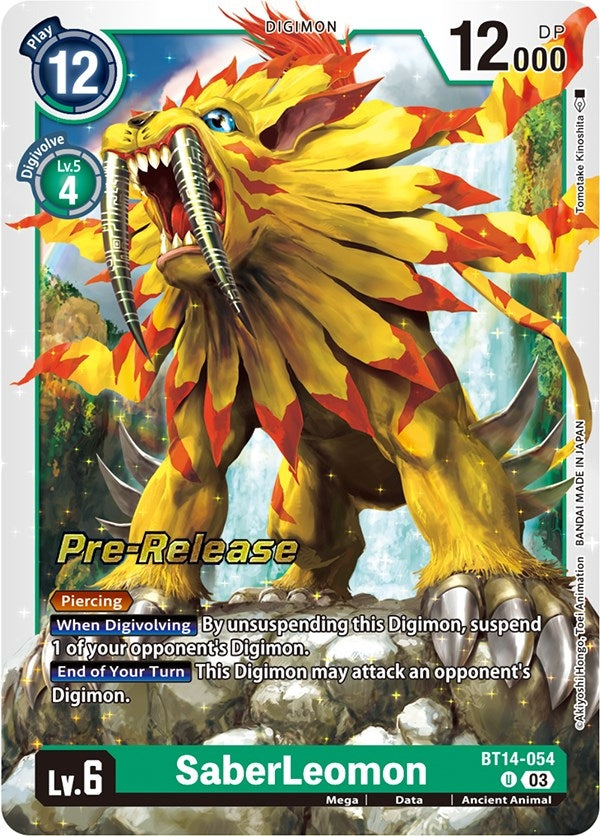 Image for SaberLeomon (BT14-054 U) (Blast Ace Pre-Release Cards) - Digimon Card Game