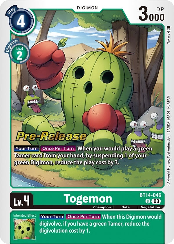 Image for Togemon (BT14-046 U) (Blast Ace Pre-Release Cards) - Digimon Card Game