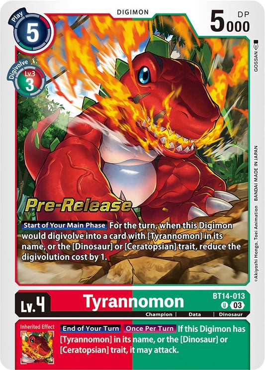 Image for Tyrannomon (BT14-013 U) (Blast Ace Pre-Release Cards) - Digimon Card Game