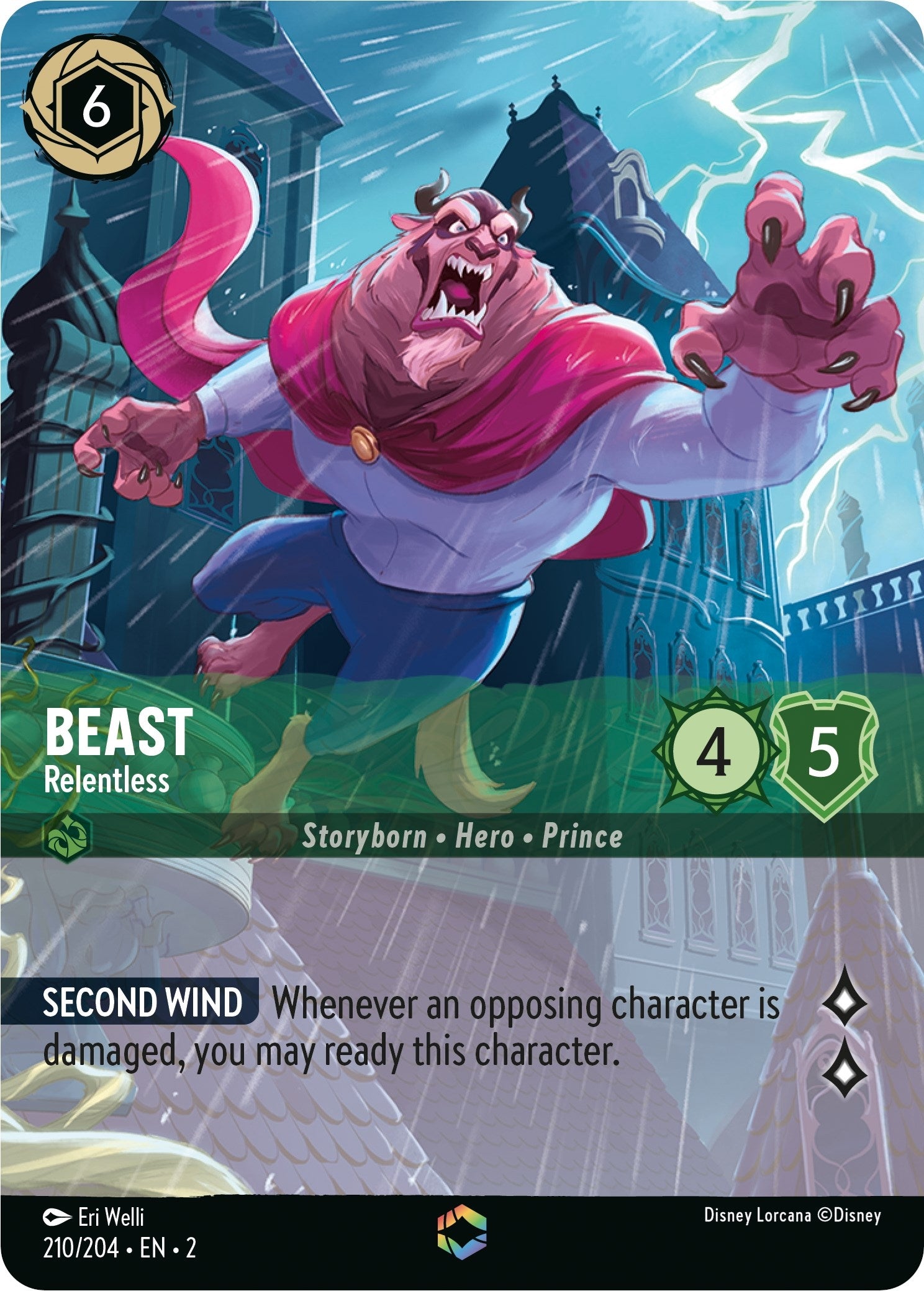 Image for Beast - Relentless (Enchanted) (210/204) (Rise of the Floodborn) - Disney Lorcana