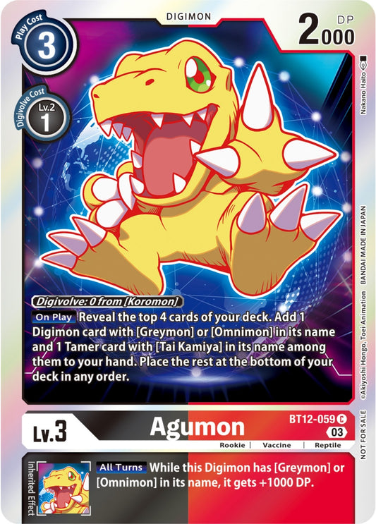 Image for Agumon - BT12-059 (Official Tournament Pack Vol.11) (BT12-059 C) (Across Time) - Digimon Card Game