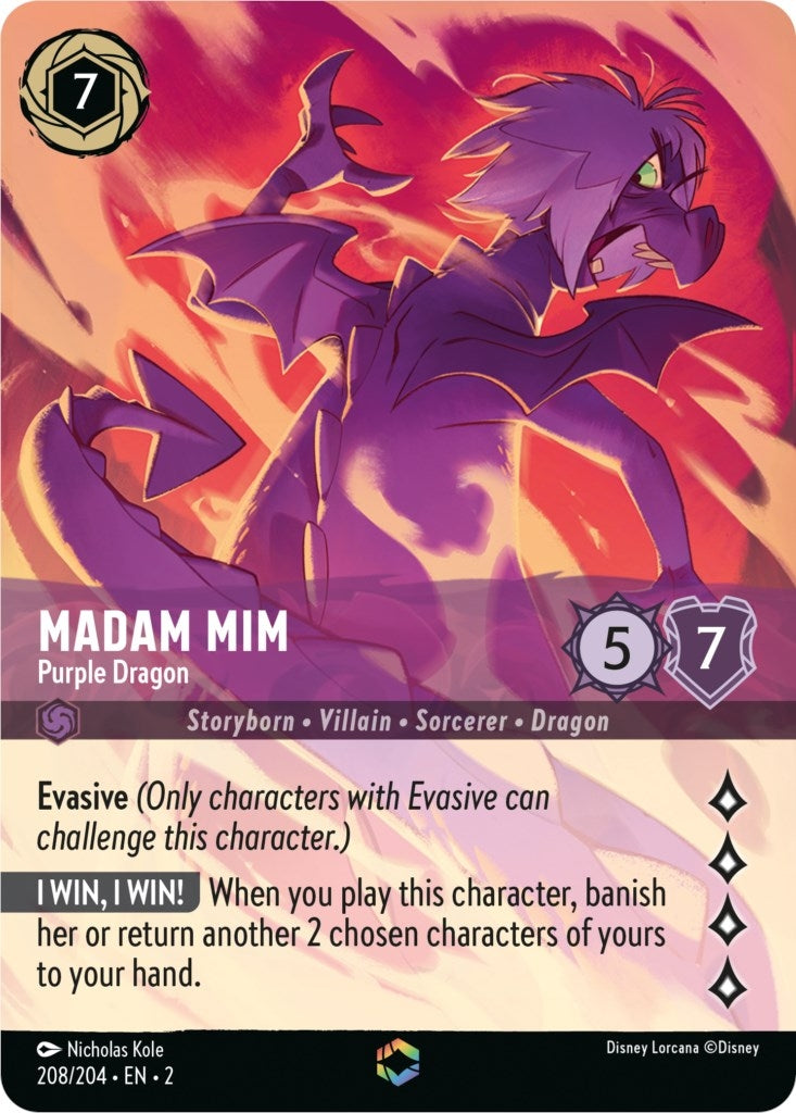 Image for Madam Mim - Purple Dragon (Enchanted) (208/204) (Rise of the Floodborn) - Disney Lorcana