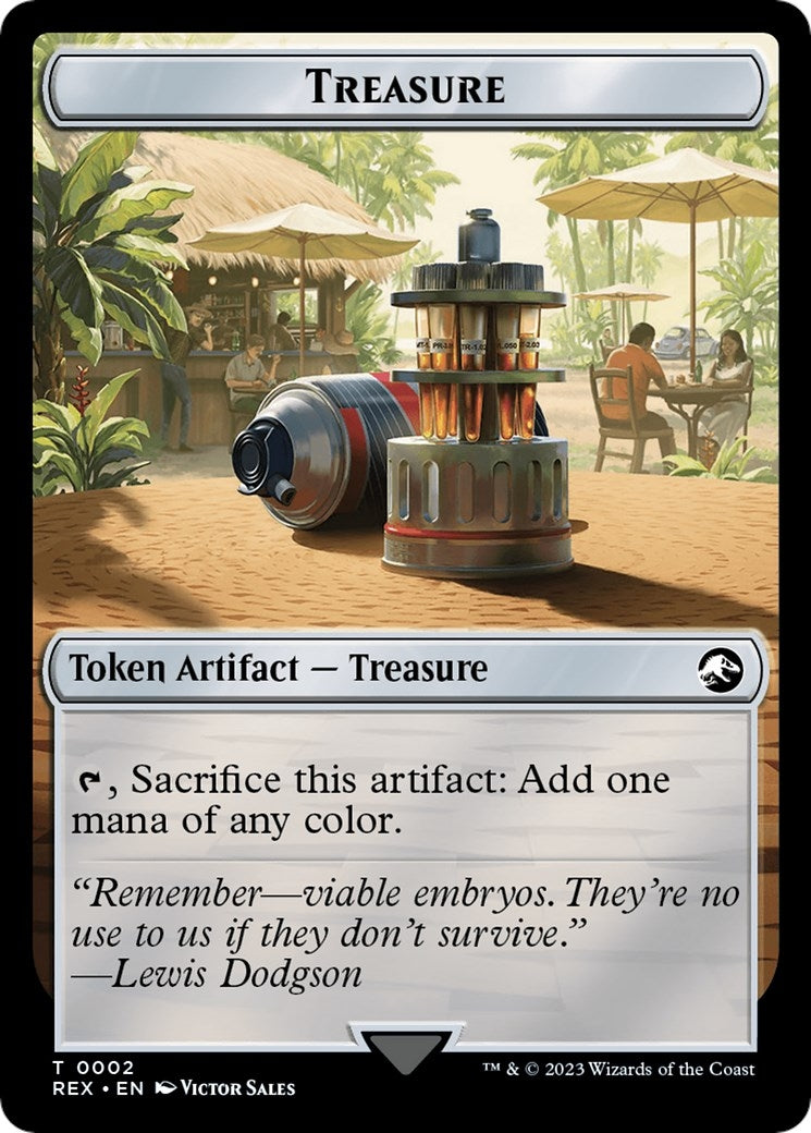 Image for Treasure (0002) // Dinosaur (0001) Double-Sided Token (2 // 1) (Universes Beyond: Jurassic World Collection) - Magic: The Gathering