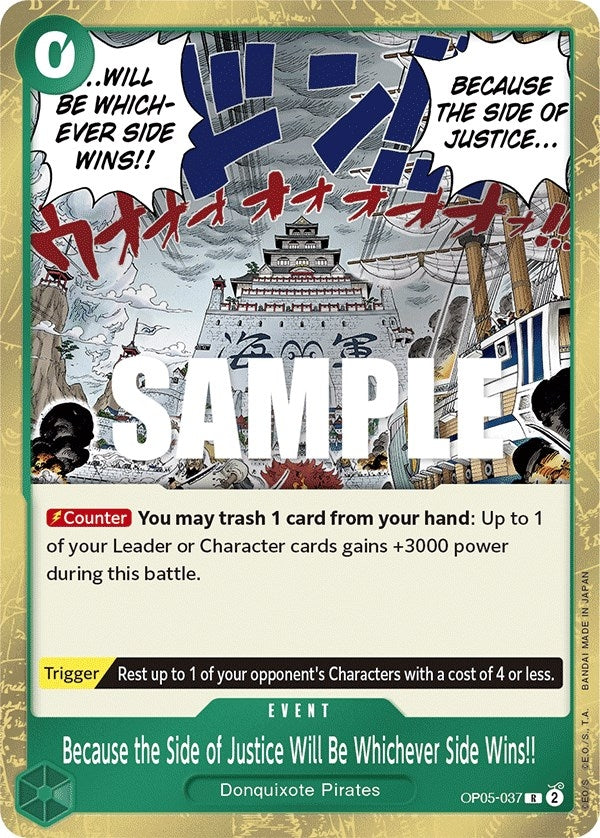 Image for Because the Side of Justice Will Be Whichever Side Wins!! (OP05-037) (Awakening of the New Era) - One Piece Card Game