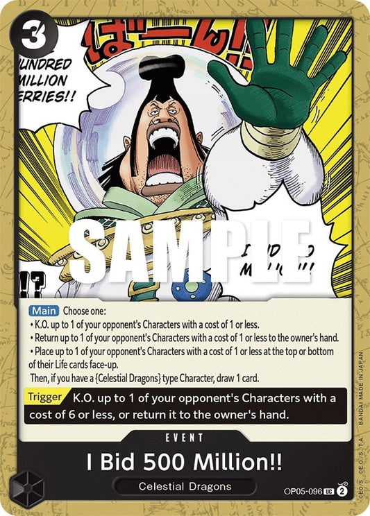 Image for I Bid 500 Million!! (OP05-096) (Awakening of the New Era) - One Piece Card Game