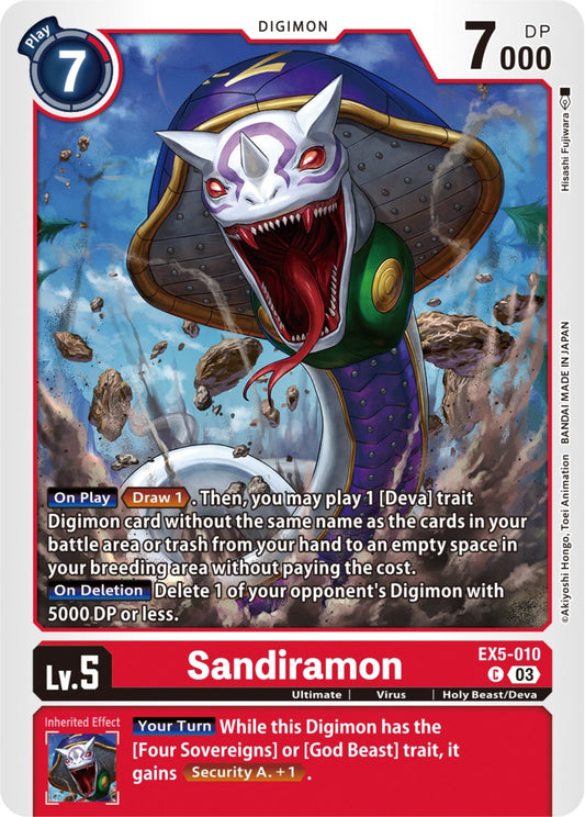 Image for Sandiramon (EX5-010 C) (Animal Colosseum) - Digimon Card Game