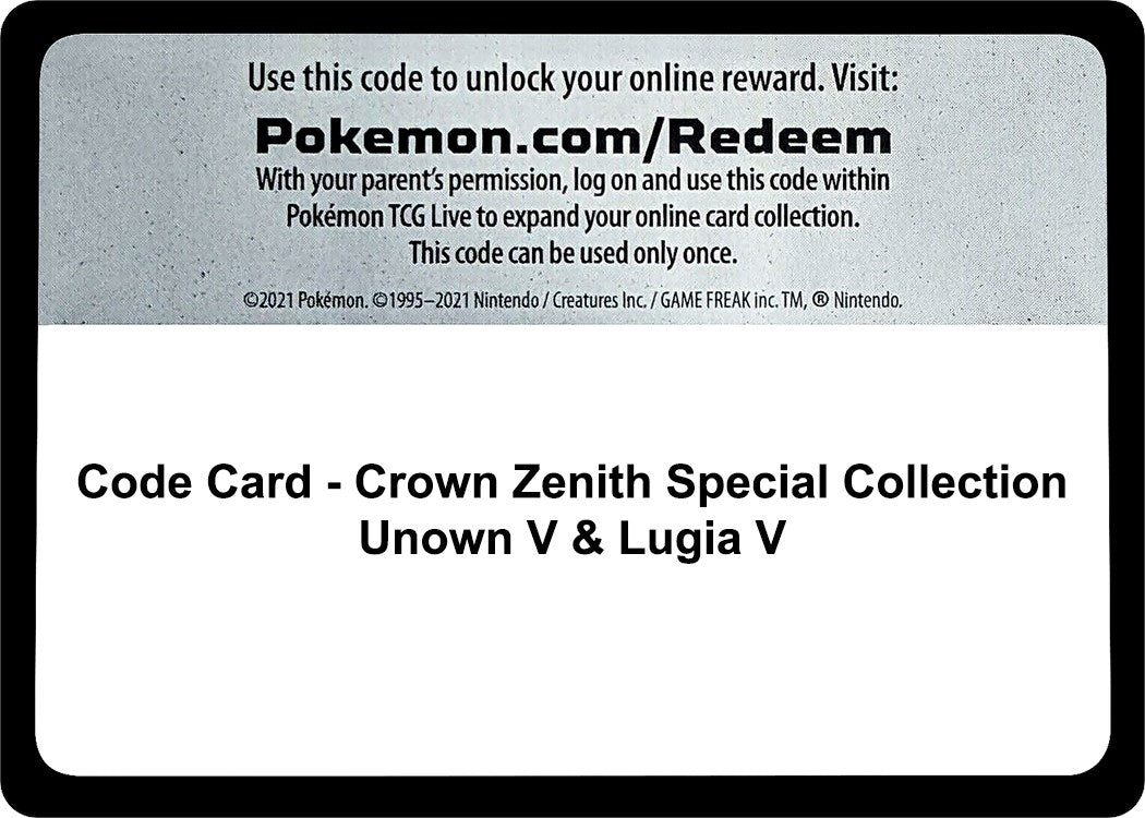Image for Code Card - Crown Zenith Special Collection [Unown V & Lugia V] (Crown Zenith) - Pokemon