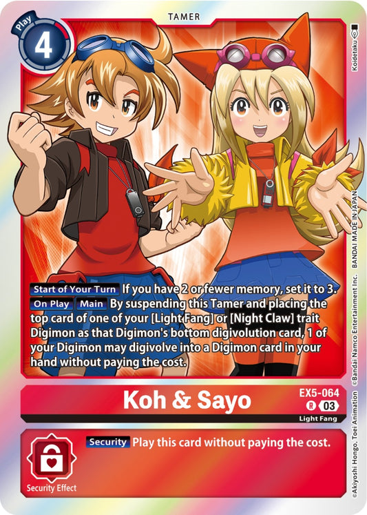Image for Koh & Sayo (EX5-064 R) (Animal Colosseum) - Digimon Card Game