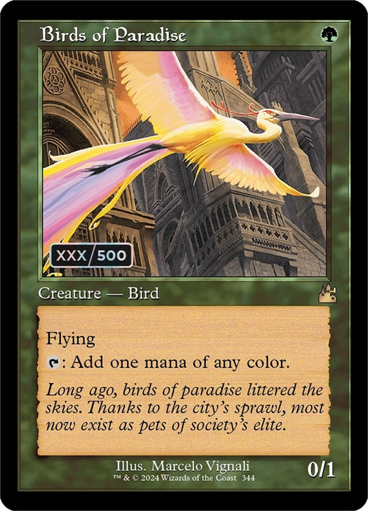 Image for Birds of Paradise (Retro Frame) (Serial Numbered) (344) (Ravnica Remastered) - Magic: The Gathering