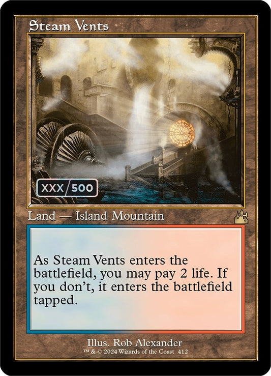 Image for Steam Vents (Retro Frame) (Serial Numbered) (412) (Ravnica Remastered) - Magic: The Gathering