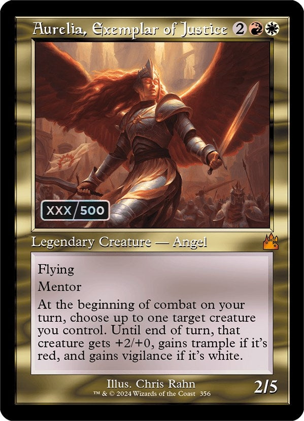 Image for Aurelia, Exemplar of Justice (Retro Frame) (Serial Numbered) (356) (Ravnica Remastered) - Magic: The Gathering