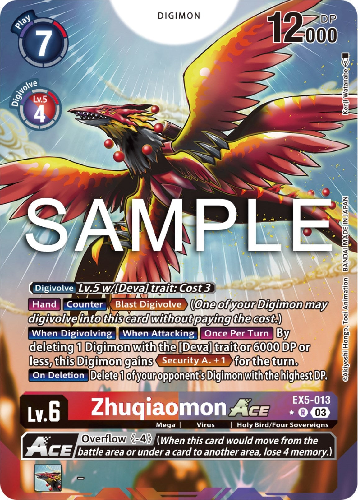 Image for Zhuqiaomon ACE (Alternate Art) (EX5-013 R) (Animal Colosseum) - Digimon Card Game