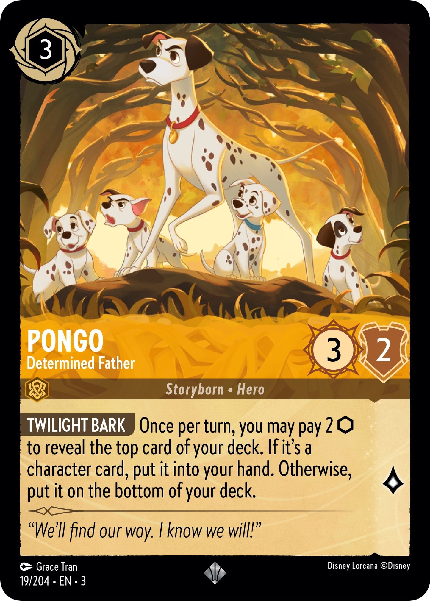 Image for Pongo - Determined Father (19/204) (Into the Inklands) - Disney Lorcana