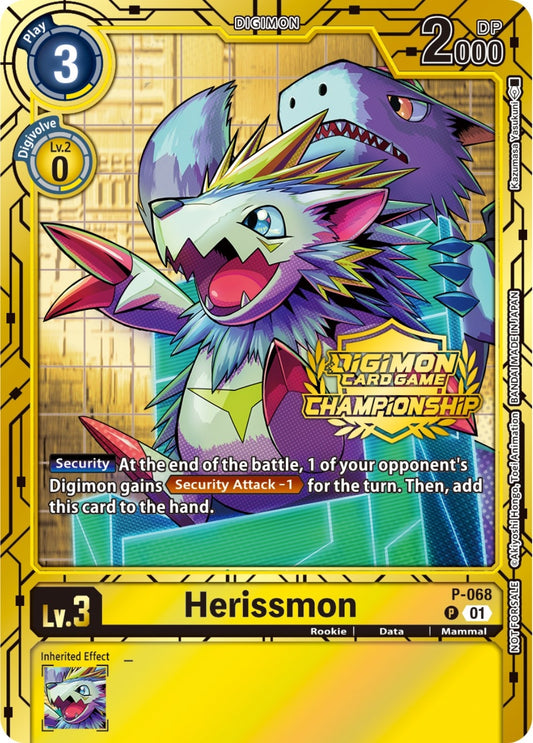 Image for Herissmon - P-068 (Championship 2023 Gold Card Set) (P-068 P) (Digimon Promotion Cards) - Digimon Card Game