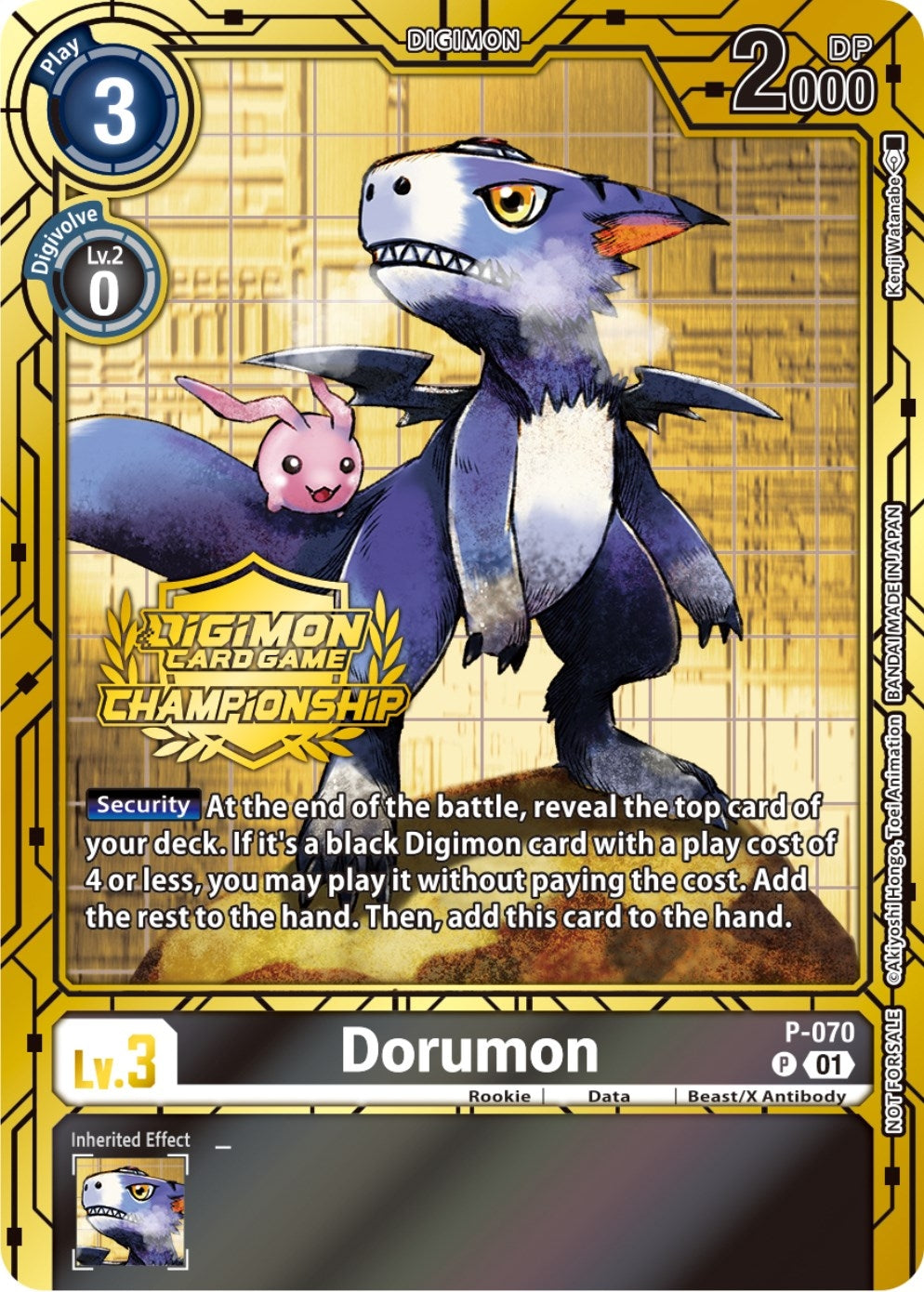 Image for Dorumon - P-070 (Championship 2023 Gold Card Set) (P-070 P) (Digimon Promotion Cards) - Digimon Card Game