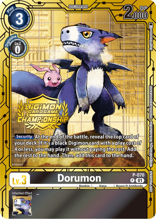 Image for Dorumon - P-070 (Championship 2023 Gold Card Set) (P-070 P) (Digimon Promotion Cards) - Digimon Card Game