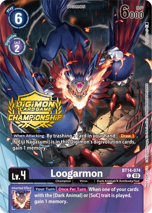 Image for Loogarmon (Championship 2023 Tamers Pack) (BT14-074 C) (Blast Ace) - Digimon Card Game