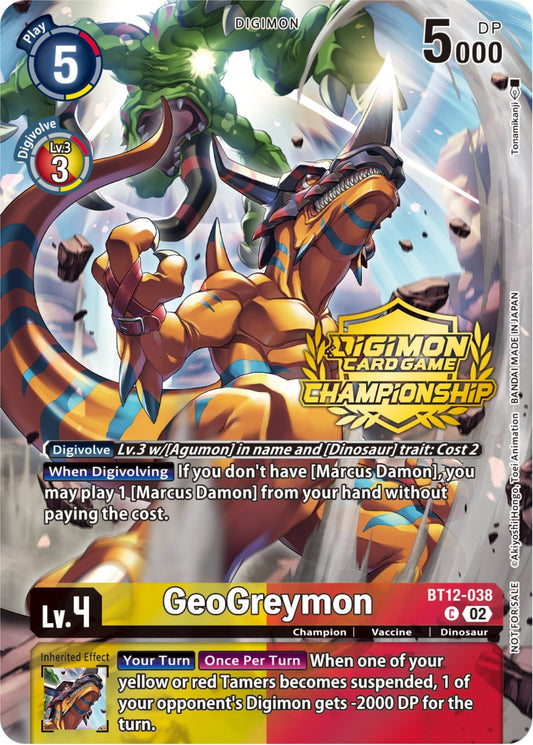 Image for GeoGreymon (Championship 2023 Tamers Pack) (BT12-038 C) (Across Time) - Digimon Card Game