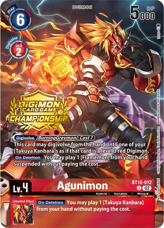 Image for Agunimon (Championship 2023 Tamers Pack) (BT12-012 U) (Across Time) - Digimon Card Game