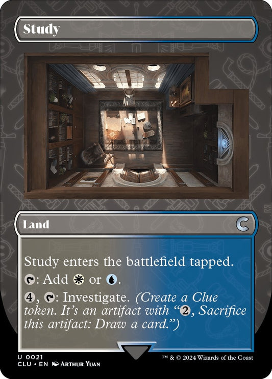 Image for Study (Borderless) (21) (Ravnica: Clue Edition) - Magic: The Gathering