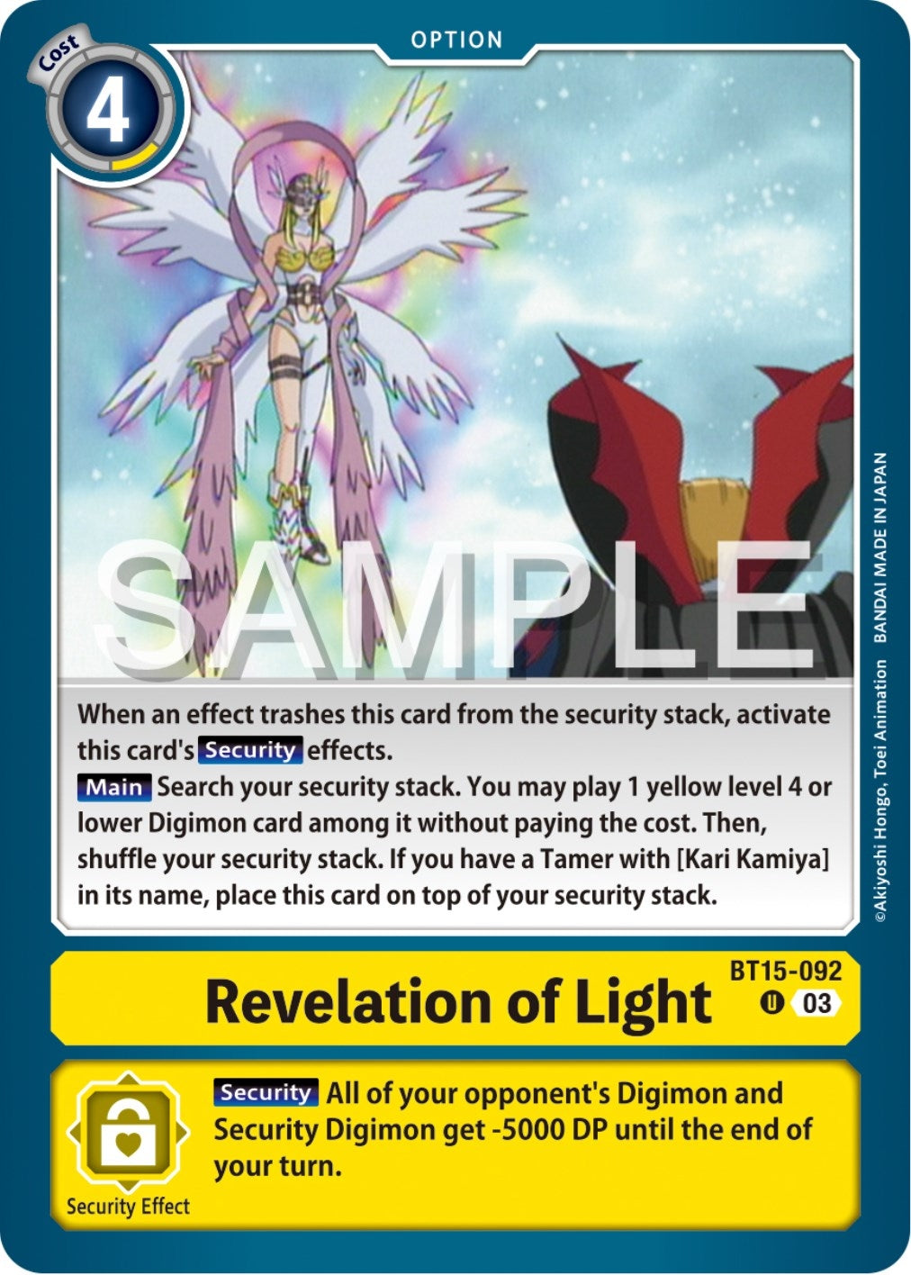 Image for Revelation of Light (BT15-092 U) (Exceed Apocalypse) - Digimon Card Game