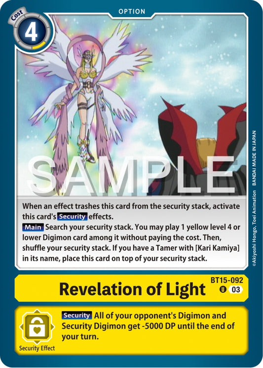 Image for Revelation of Light (BT15-092 U) (Exceed Apocalypse) - Digimon Card Game