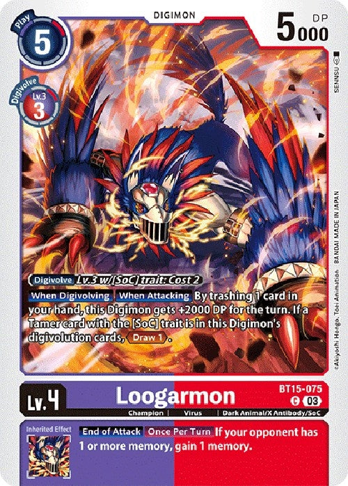 Image for Loogarmon (BT15-075 C) (Exceed Apocalypse) - Digimon Card Game
