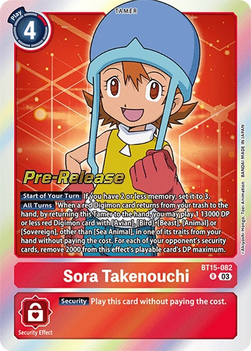 Image for Sora Takenouchi (BT15-082 R) (Exceed Apocalypse Pre-Release Cards) - Digimon Card Game
