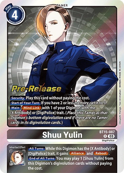 Image for Shuu Yulin (BT15-087 R) (Exceed Apocalypse Pre-Release Cards) - Digimon Card Game