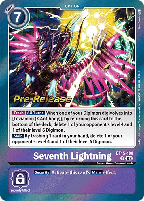 Image for Seventh Lightning (BT15-100 R) (Exceed Apocalypse Pre-Release Cards) - Digimon Card Game