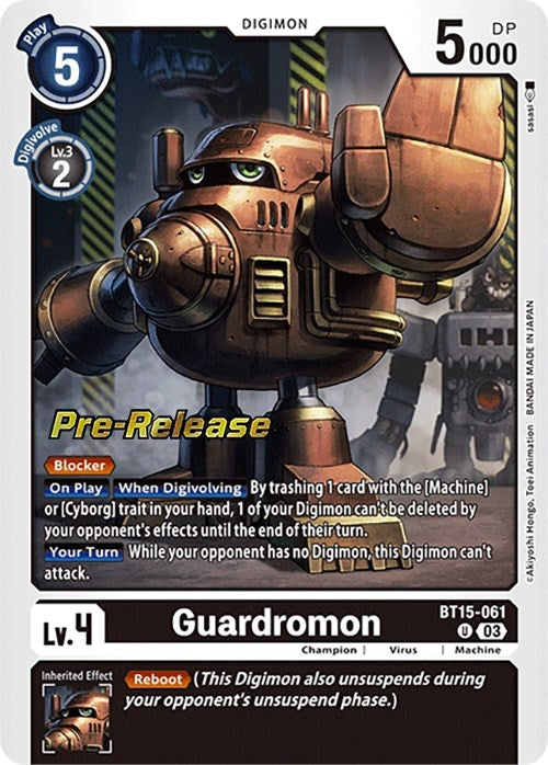 Image for Guardromon (BT15-061 U) (Exceed Apocalypse Pre-Release Cards) - Digimon Card Game