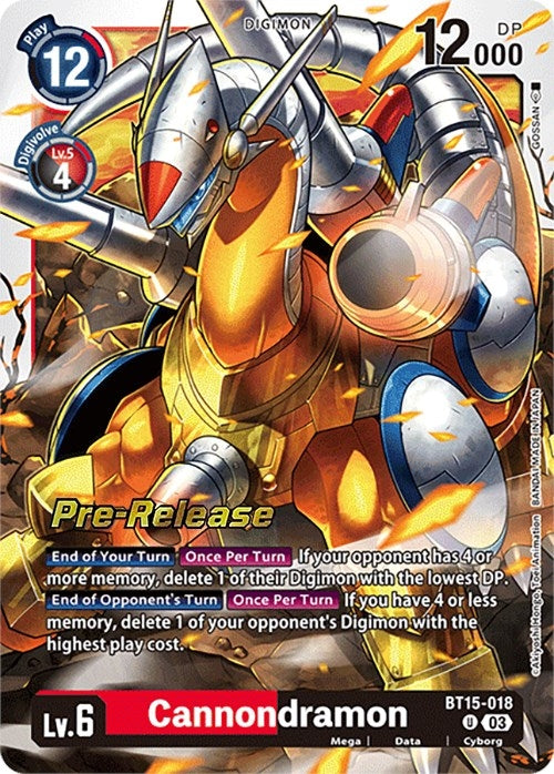 Image for Cannondramon (BT15-018 U) (Exceed Apocalypse Pre-Release Cards) - Digimon Card Game