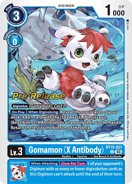 Image for Gomamon (X Antibody) (BT15-021 U) (Exceed Apocalypse Pre-Release Cards) - Digimon Card Game